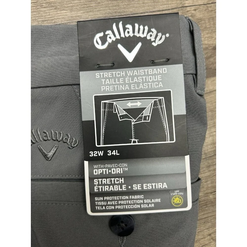 CALLAWAY GOLF PERFORMANCE PANTS Size 32x34 (actual 34x34) Grey STRETCH OPTI DRI